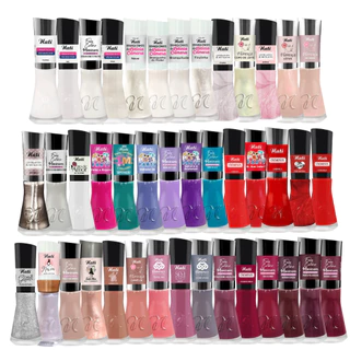 Kit 42 Esmaltes Nati Coleção Mais Vendidos Colorfix Lançamentos Tons Vermelhos Escuros Glitter