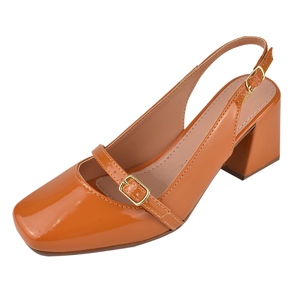 Sapato Feminino Scarpin Aberto Donatella Shoes Bico Quadrado Mary