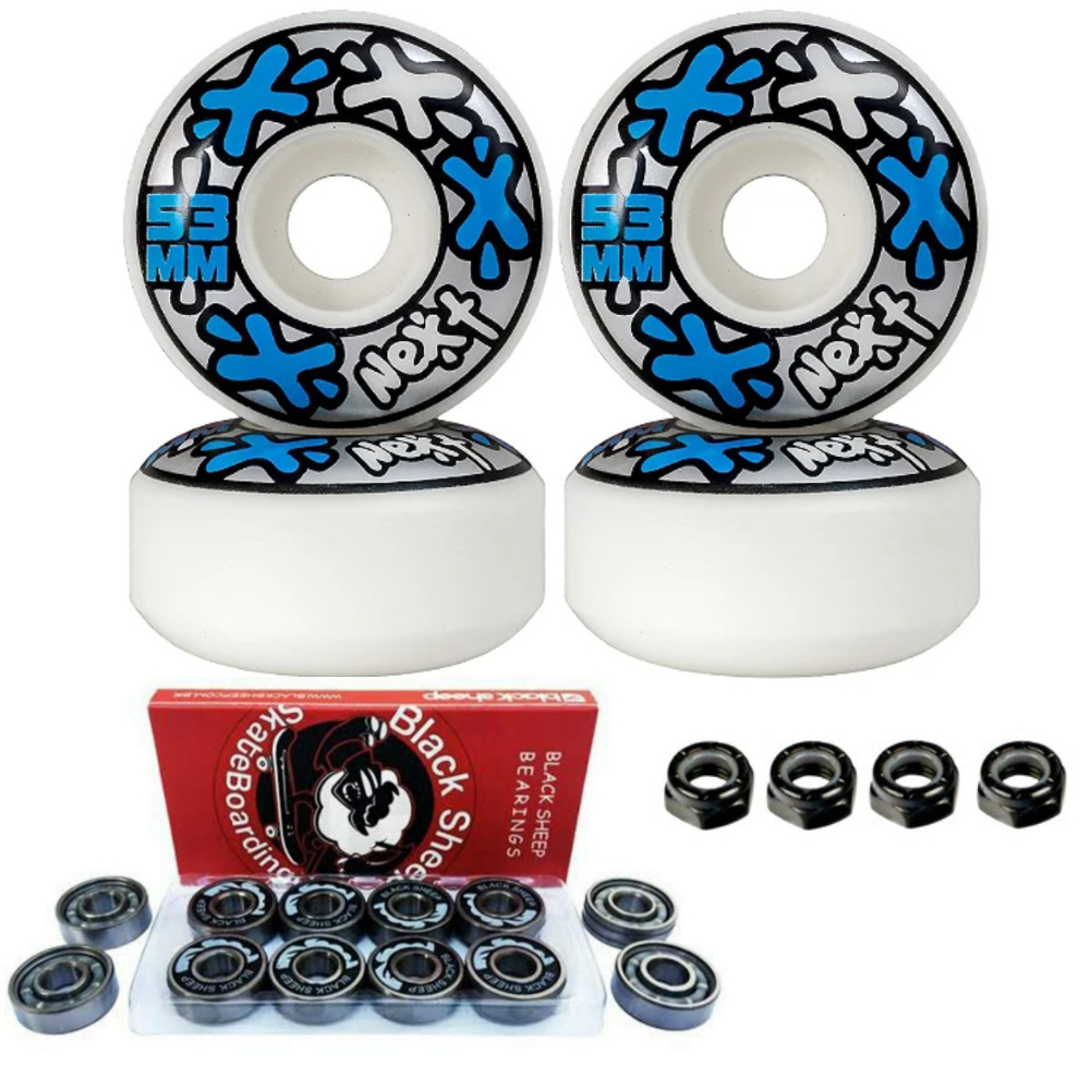 Roda Skate Next 53mm 101a Moska + Rolamento Black Sheep e porcas