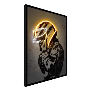 Quadro Decorativo Ayrton Senna Capacete Neon f1 Para Sala Quarto Hall