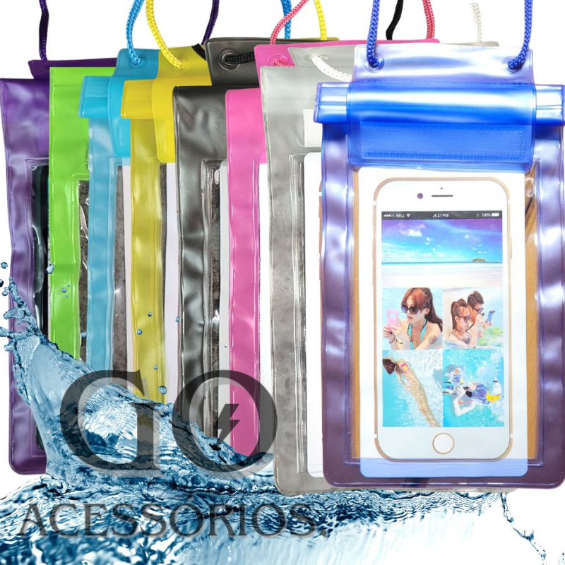 Kit com até 4 Capa Bolsa Prova Dágua Impermeável Celular Transparente Universal