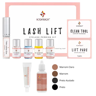Lash Lift Lifting iconsign Permanente cílios e sobrancelhas kit com tintura e ox oxidante Original
