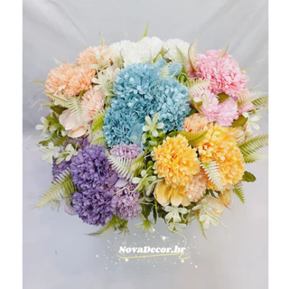 Buquê de Crisântemo Cravo com 5 flores P/ Decoração Casamento, Arranjos, Decorar Festas e casa
