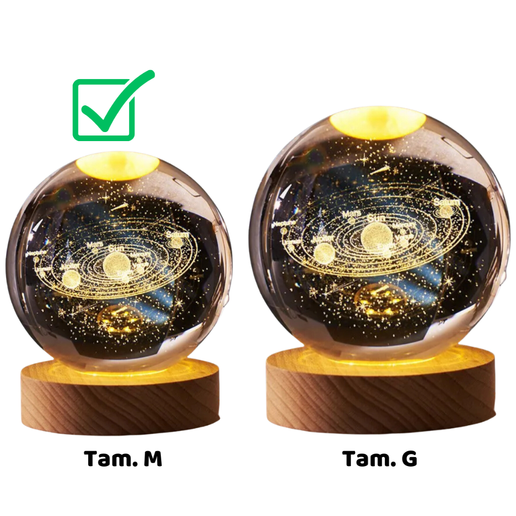 Mini Luminária Led Globo De Vidro Planetário 3d Com Cabo USB Com