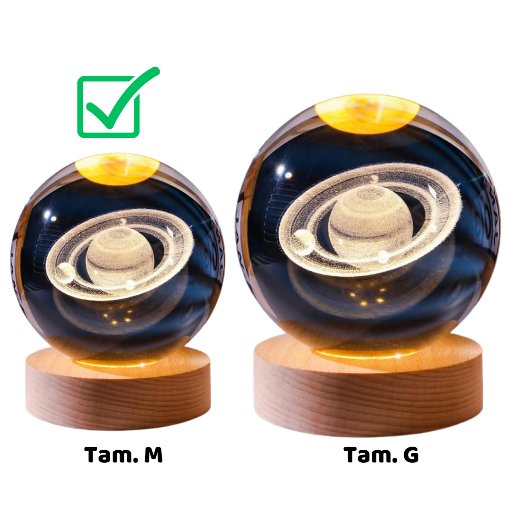 Mini Luminária Led Globo De Vidro Planetário 3d Com Cabo USB Com