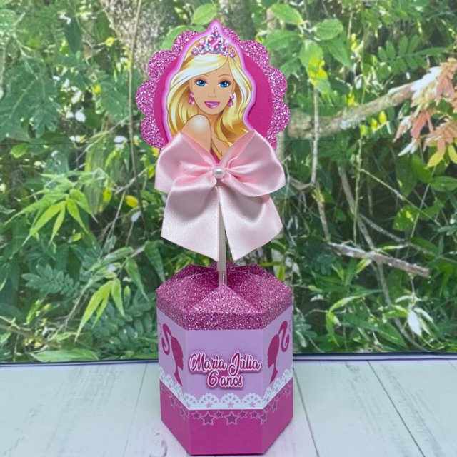 Centro de mesa personalizado Barbie enfeite de mesa Shopee Brasil