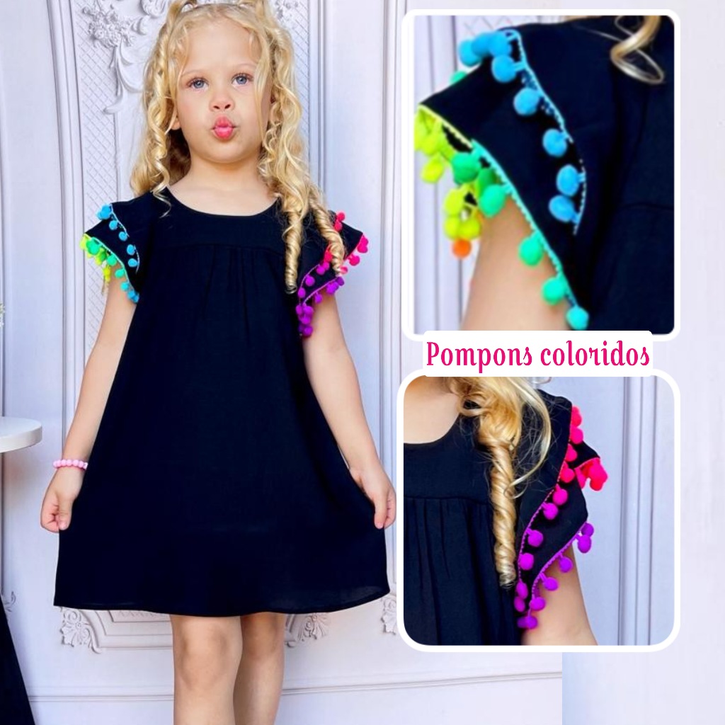 Vestido Infantil Luxo Disponível Em 2 Cores Leve e Casual