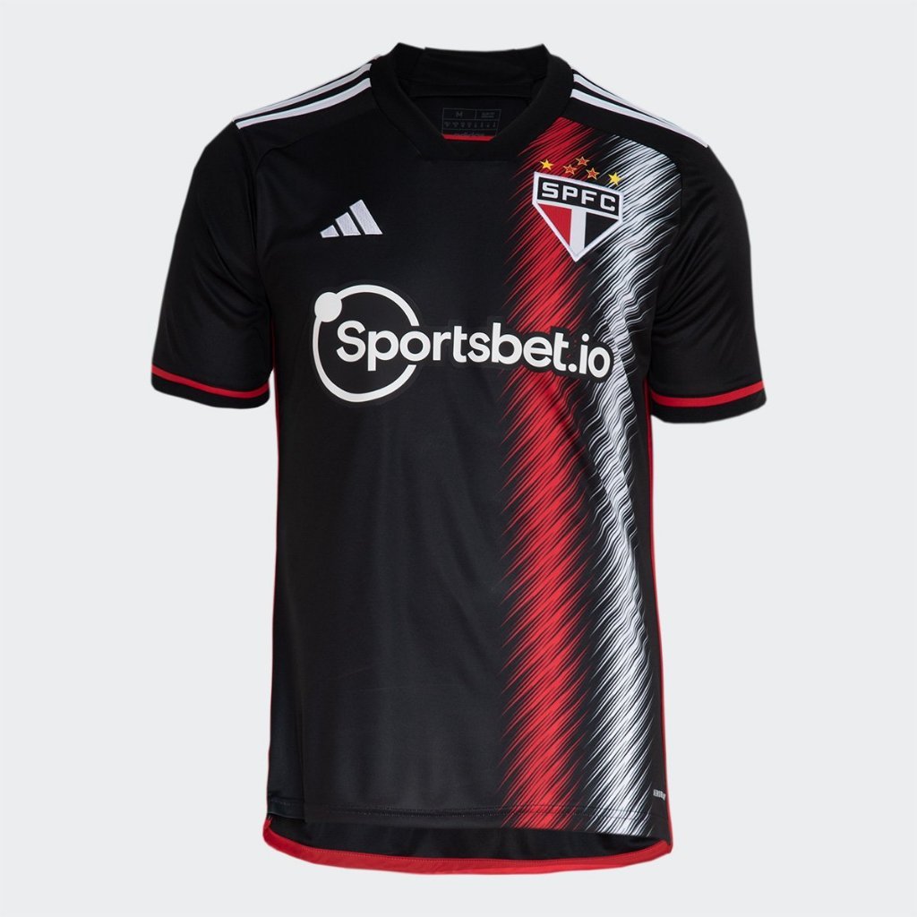 Camisa Camiseta do São Paulo Toda Preta 24/25 SPFC SuperBet Tradicional ...