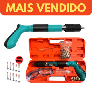 Pistola De Fixação De Ação Direta Finca Pinos + 10 Pinos Drywall Gesso Concreto Madeira Aço