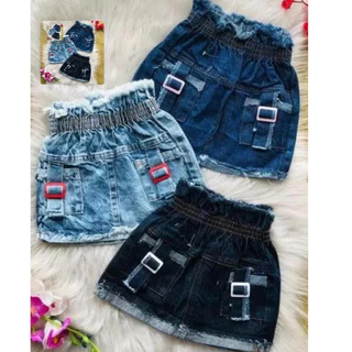 Saia jeans com fivela estilosa infantil para meninas roupa de meninas