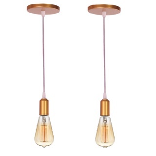 Kit 2 Pendente Lustre Luminária Retrô Fio Cabo Simples Vintage Industrial E27