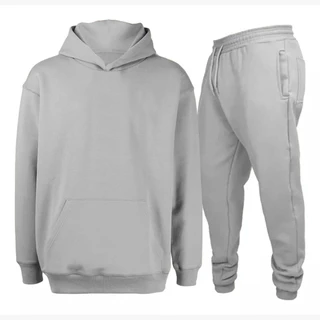 Conjunto Moletom Canguru e Calça Masculino Feminino Blusa De Frio Inverno Com Capuz E Bolso Flanelado Unissex Promoção