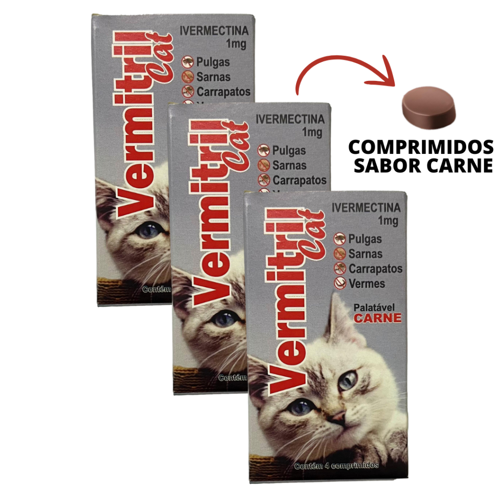 Vermitril Gatos - Anti Pulgas, Carrapatos, Vermes, Sarnas 12 ...
