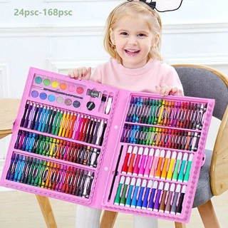 Maleta De Pintura Infantil Estojo Peças Para Colorir Unicórnio Menina Voltas Aulas Canetinhas Lapis Tinta