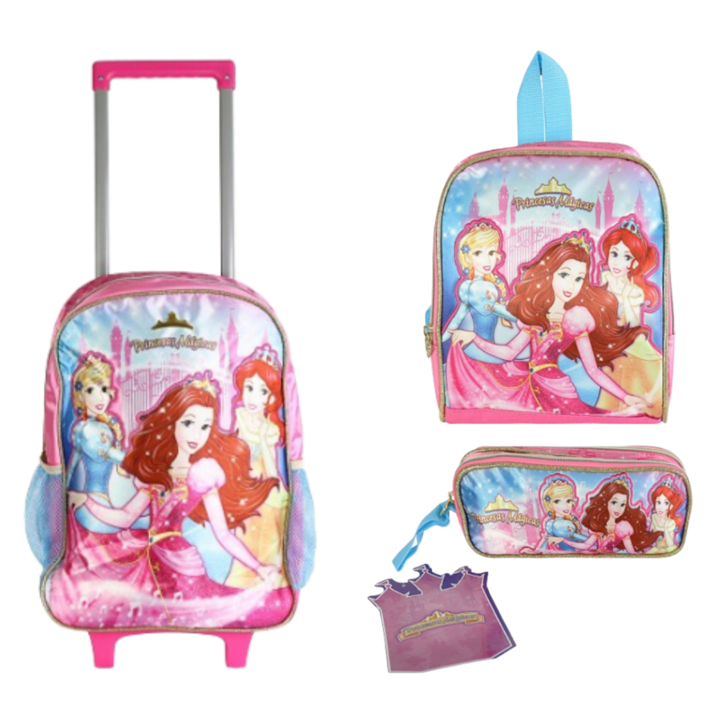 Kit Escolar Infantil Mochila Infantil Princesas + Lancheira+ Estojo