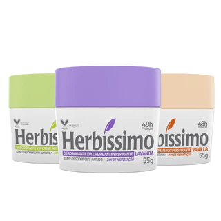 Kit Desodorante Creme Antitranspirante Lavanda, Vanilla e Fresh Herbissimo 55G - 3 unidades