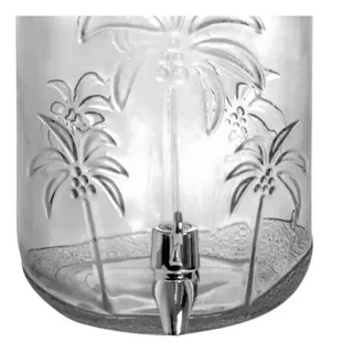Suqueira de Vidro Com Torneira Bebida Estampa Coqueiro 3,5l