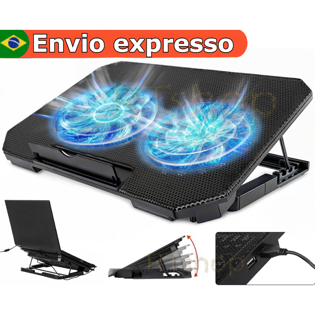 Suporte Notebook Base Led Refrigerada Ventilação Silenciosa Com dois Ventiladores