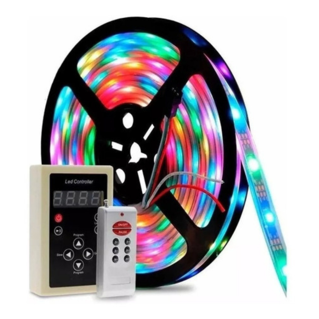 Fita Led Rgb 6803 5 Mts Controle Digital Prova D'água Ip67