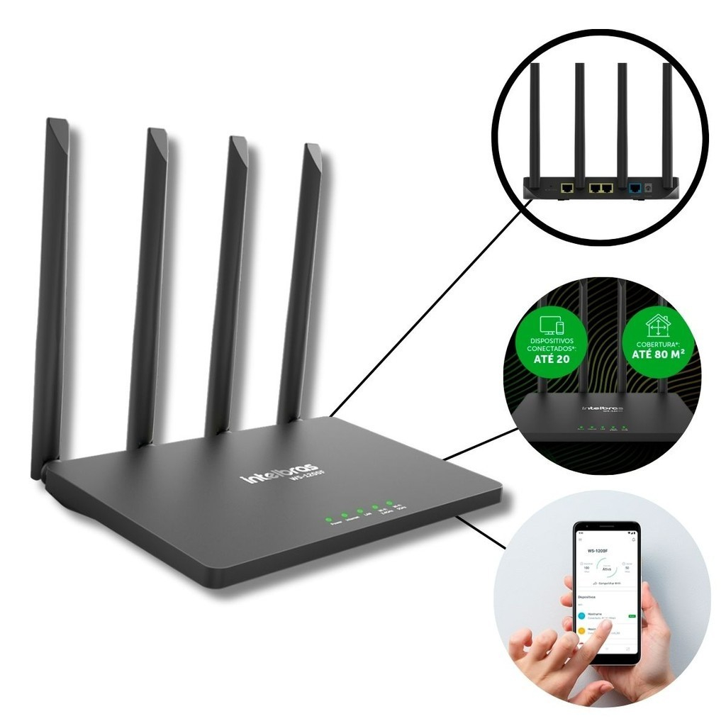 Roteador Wireless WI-Force W5-1200F Com 4 Antenas Wi Fi Longo Alcance ...