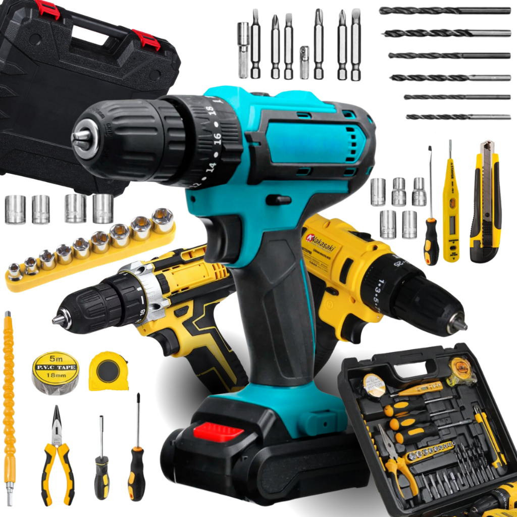 Parafusadeira De Impacto A Bateria Profissional 21V 25V 28V Com Maleta Kit Ferramentas Completa