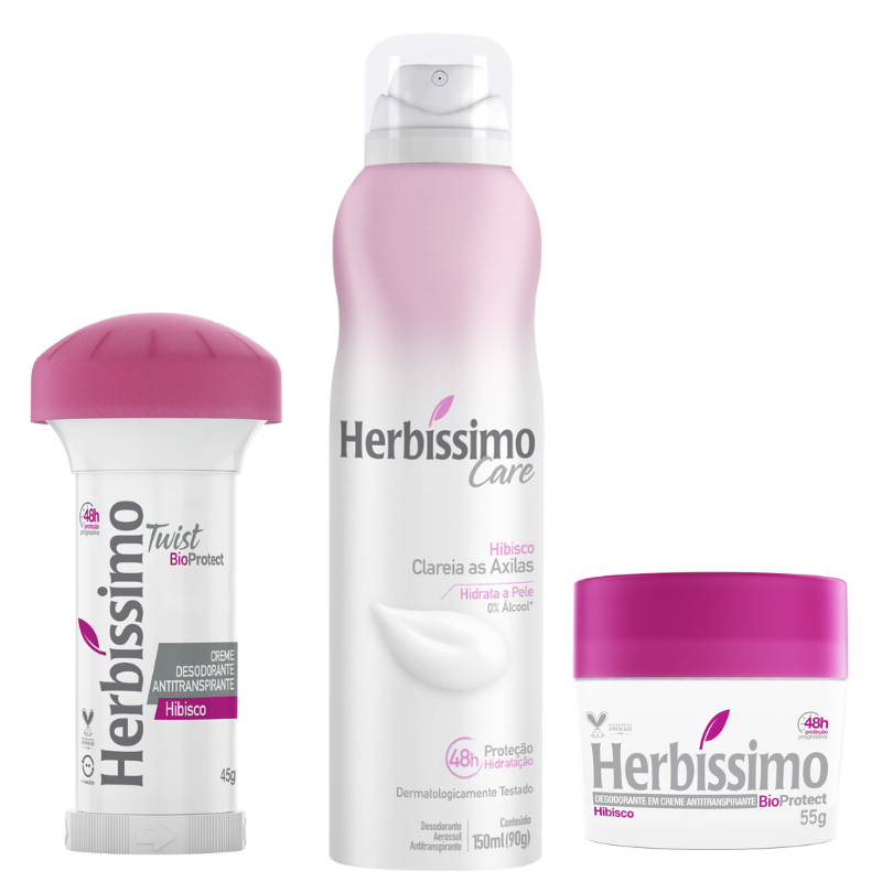 Kit 3 itens - Desodorante Herbíssimo Bioprotect Hibisco | Shopee Brasil