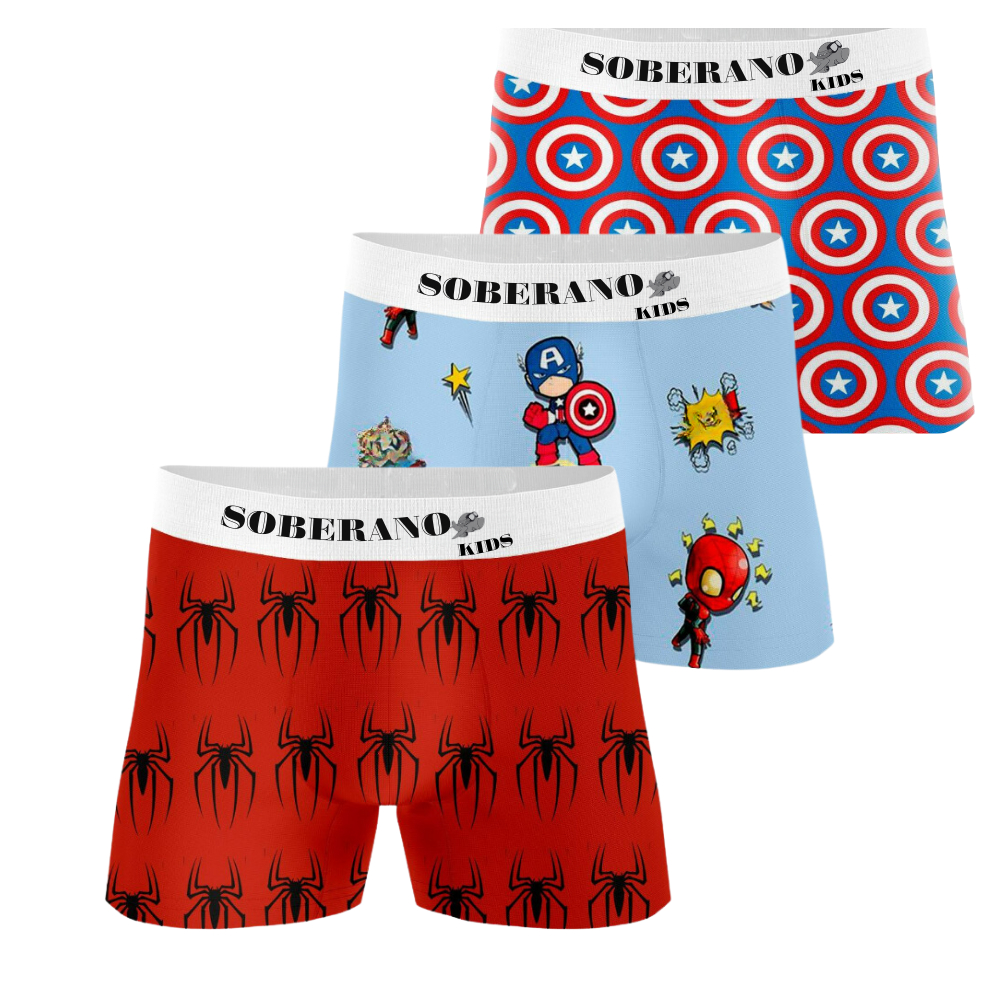 Kit 10 Cuecas Box Infantil Masculina Estampada Coeca Boxer Menino Cueca ...