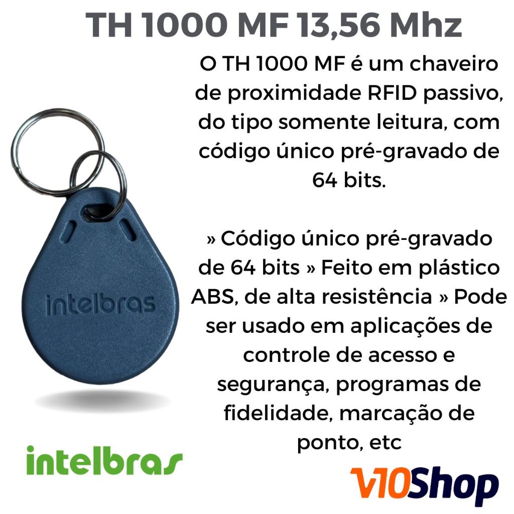 Chaveiro Tag Th 1000 Mf 13,56 Mhz Cinza Intelbras de Aproximação