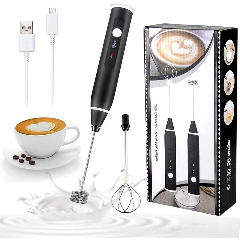 Mixer Misturador de Bebidas Elétrico Recarregável 2 em 1 Portátil Com 3 ...