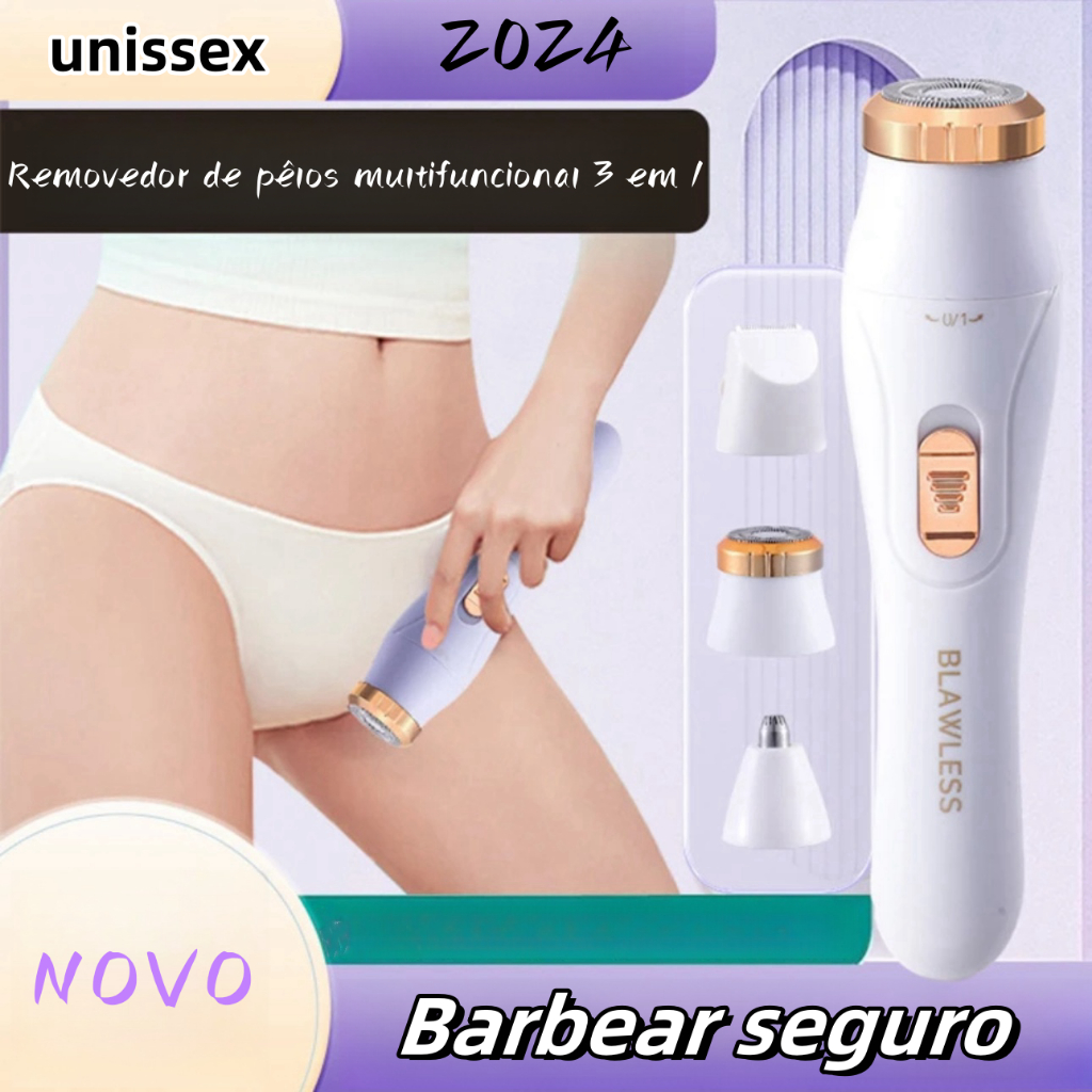 Depiladora De Barbear Recarregável Elétrica Multifuncional 3 em 1 -HX-302