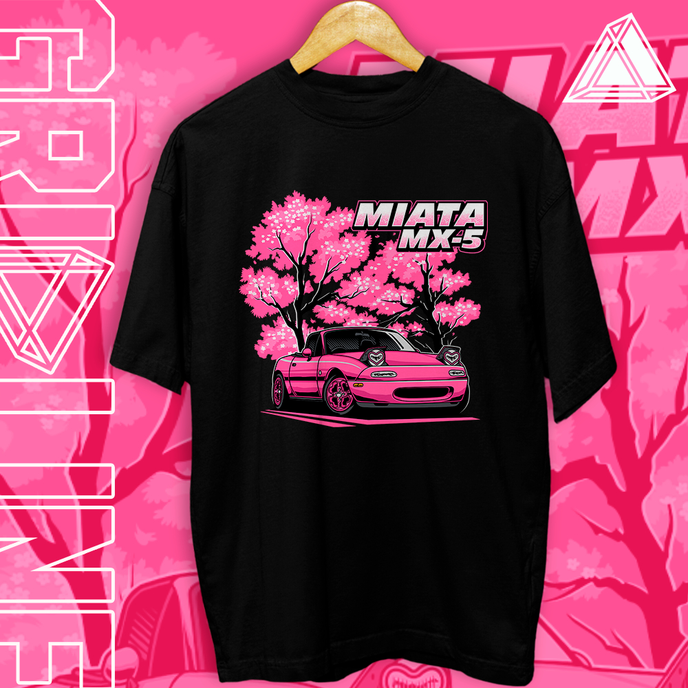 Camiseta Básica ou Oversized Miata Mx5 Sakura Personalizado Unissex