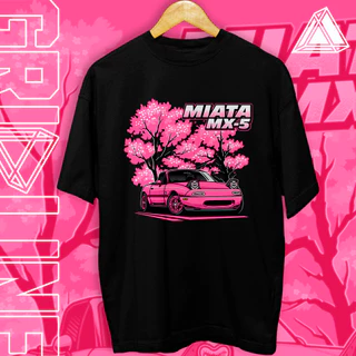 Camiseta Básica ou Oversized Miata Mx5 Sakura Personalizado Unissex