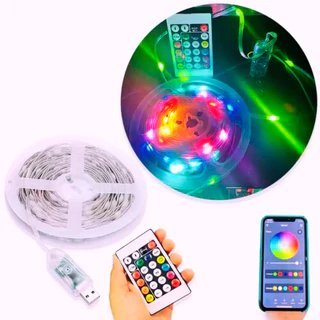Fita de LED RGB 10M USB + CONTROLE por aplicativo A prova d'água Pisca-Pisca para Decoração de Natal