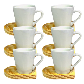 Xicara E Pires Café Kit de Xicaras Porcelana Branca Chicaras 120ml