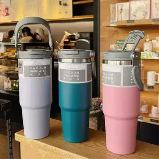Garrafa Copo Térmico Em Aço Inox Com Tampa Alça e Bico para Carro 890ml