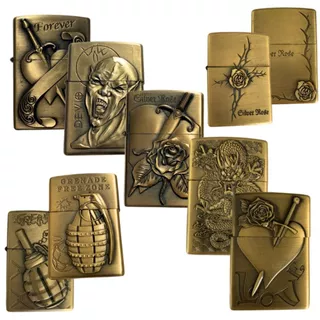 Isqueiro Dourado Estilo Clássico Recarregável Personalizado [S/ Fluido] ENVIO SORTIDO