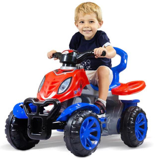 Motoquinha Spider Carrinho de Passeio Quadriciclo Infantil Maral Com Pedal Buzina Empurrador Com borracha antiderrapante
