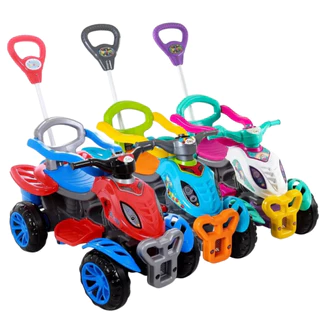 Motoca Andador Bebe Criança Carrinho de Passeio Infantil Quadriciclo com Pedal Haste para Empurrar