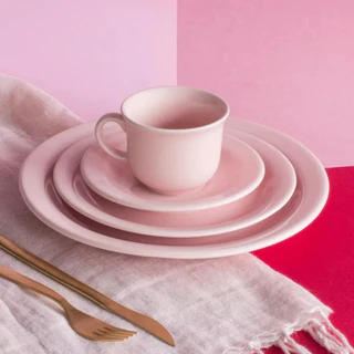 Aparelho De Jantar e Chá Rosa Unni Milenial Oxford (10 Peças)
