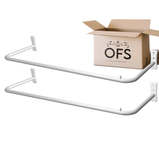 Kit 2 Araras Parede OnlyforShop® Reto 1.00 Metro Branco Expositor de Roupas