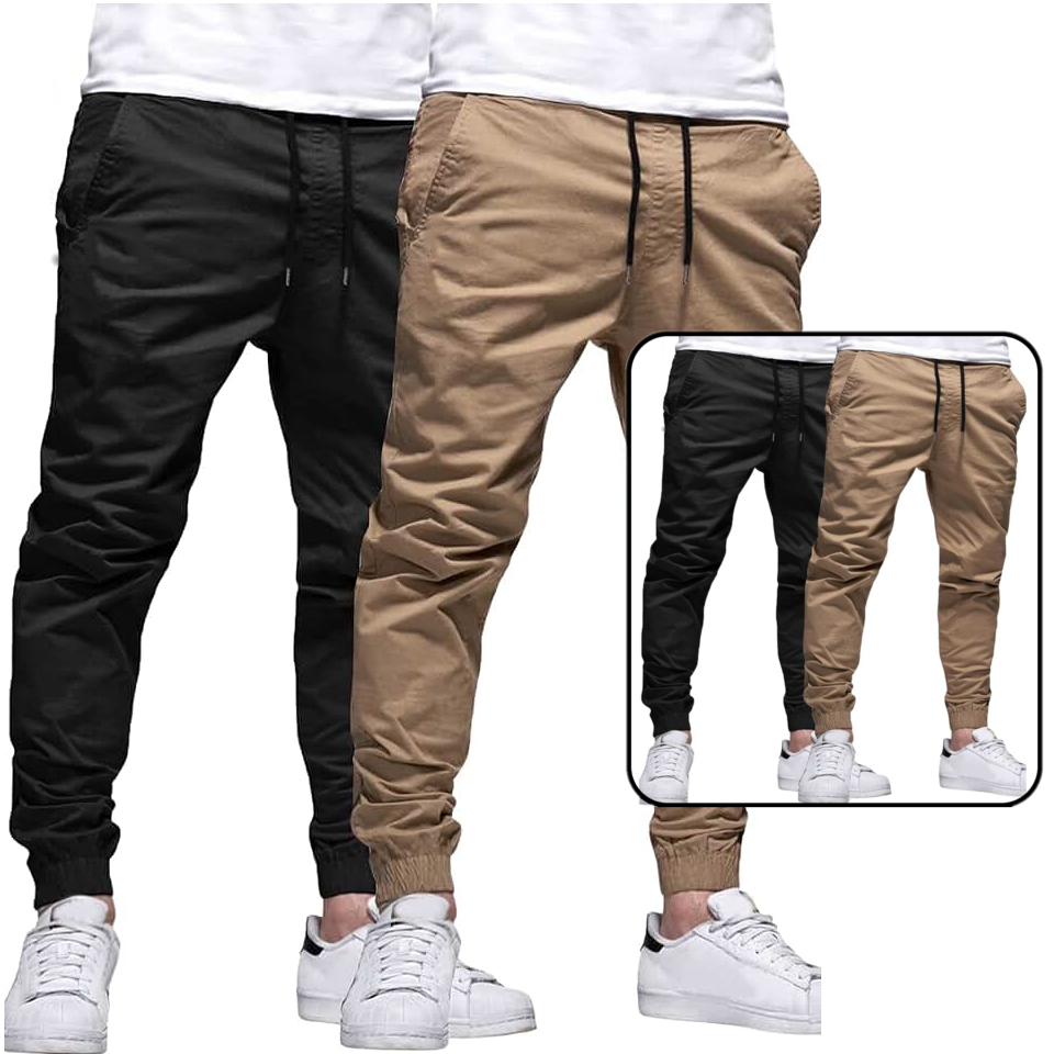 Calça Jogger Masculina Sarja ou jeans 4 bolsos com punho elástico streetwear varias cor