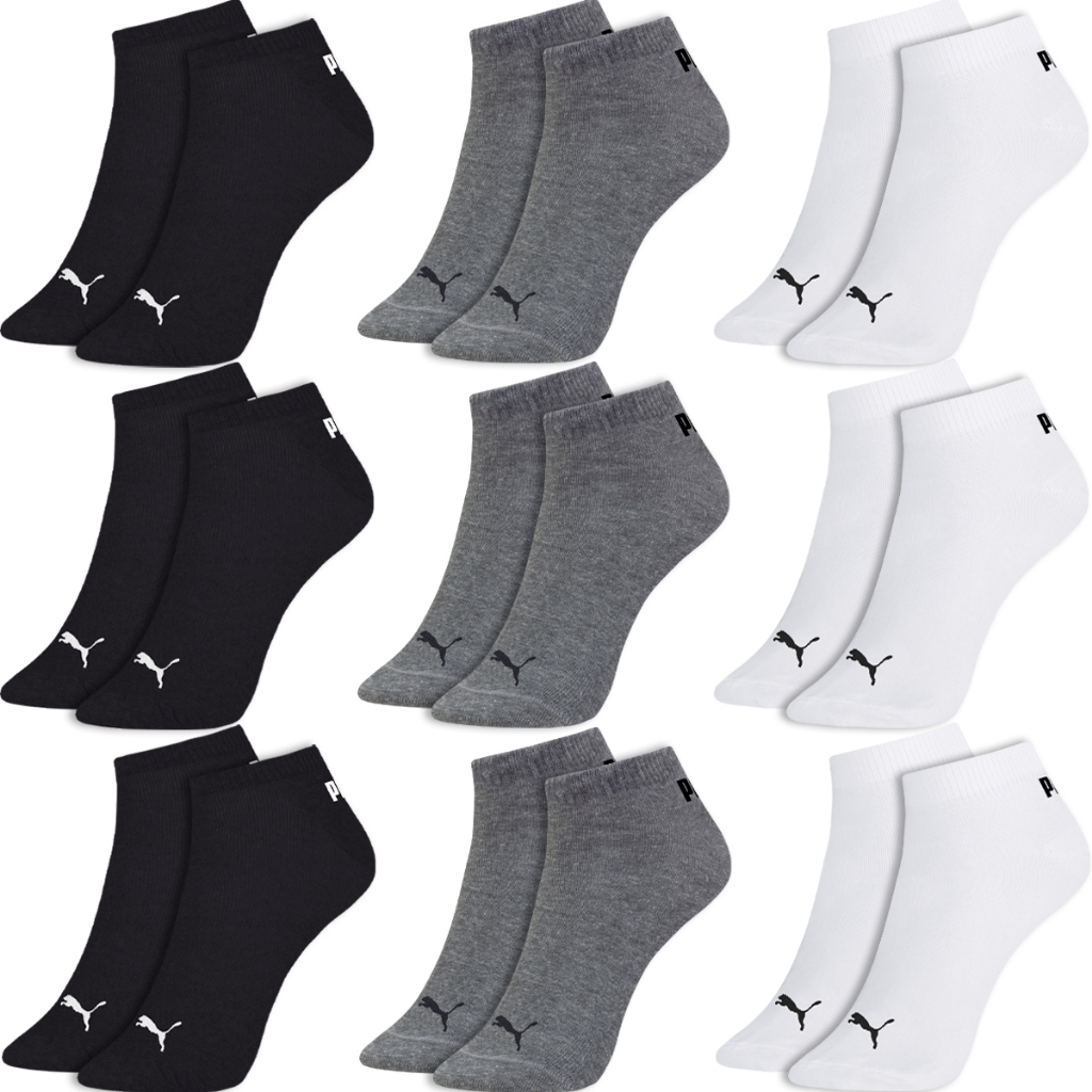 Kit 9 Pares Meias Puma Soquete Cano Curto Baixo Meia Esportiva Academia Algodão