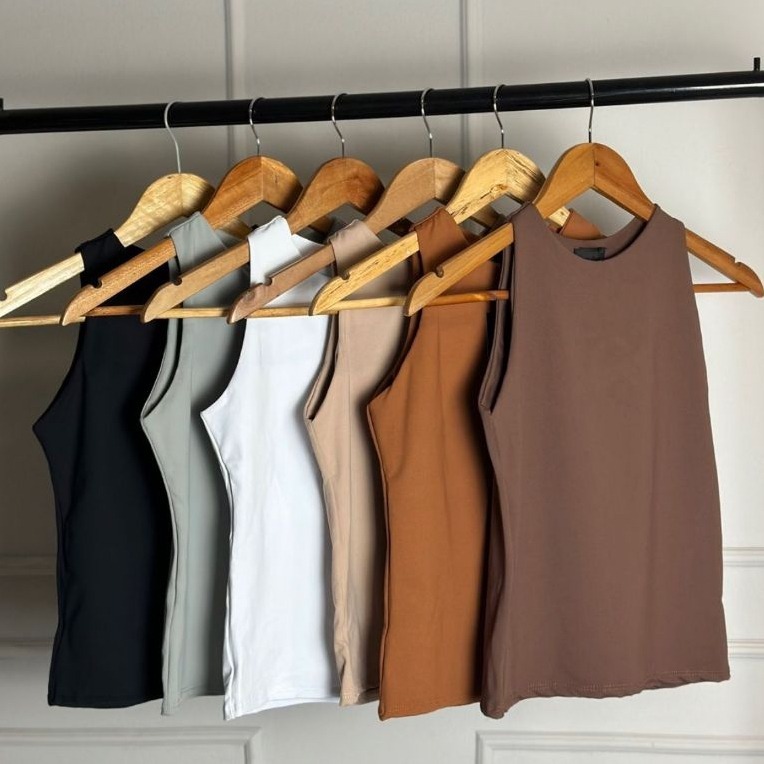 Blusa Regata Feminina Suplex Duplo Básica Lisa Blusinha Elegante Moda Blogueira Tendencia Regatinha Estilosa