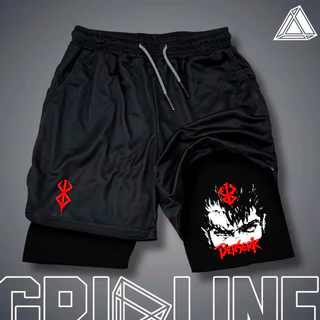 Short Compressão 2 em 1 Dry-Fit Bersek Anime Manga Lançamento Gym Academia Treino