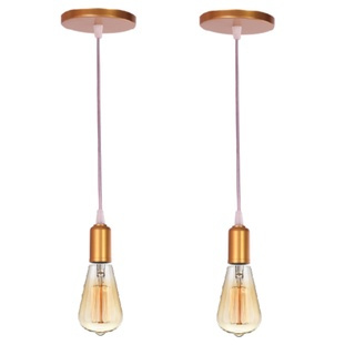 Kit 2 Pendente Lustre Luminária Retrô Fio Cabo Simples Vintage Industrial E27