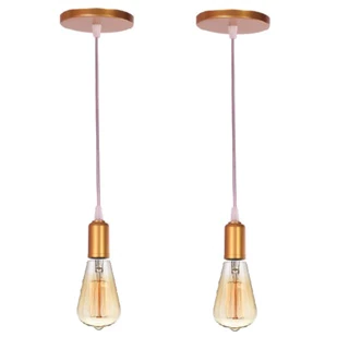 Kit 2 Pendente Lustre Luminária Retrô Fio Cabo Simples Vintage Industrial E27