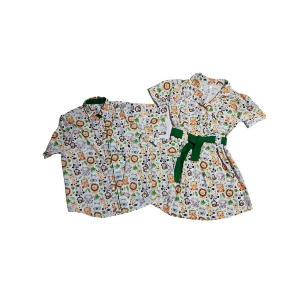 Kit Safari Adulto 1(UM) Vestido e 1(UMA) Camisa Adulto Manga curta ***** Foto Ilustrativa