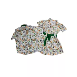 Kit Safari Adulto 1(UM) Vestido e 1(UMA) Camisa Adulto Manga curta ***** Foto Ilustrativa