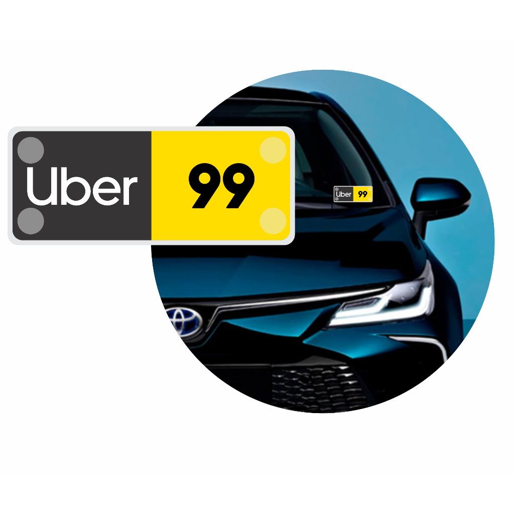 Placa de Identificação Uber 99 Para Motorista de Aplicativo Com Ventosa ...