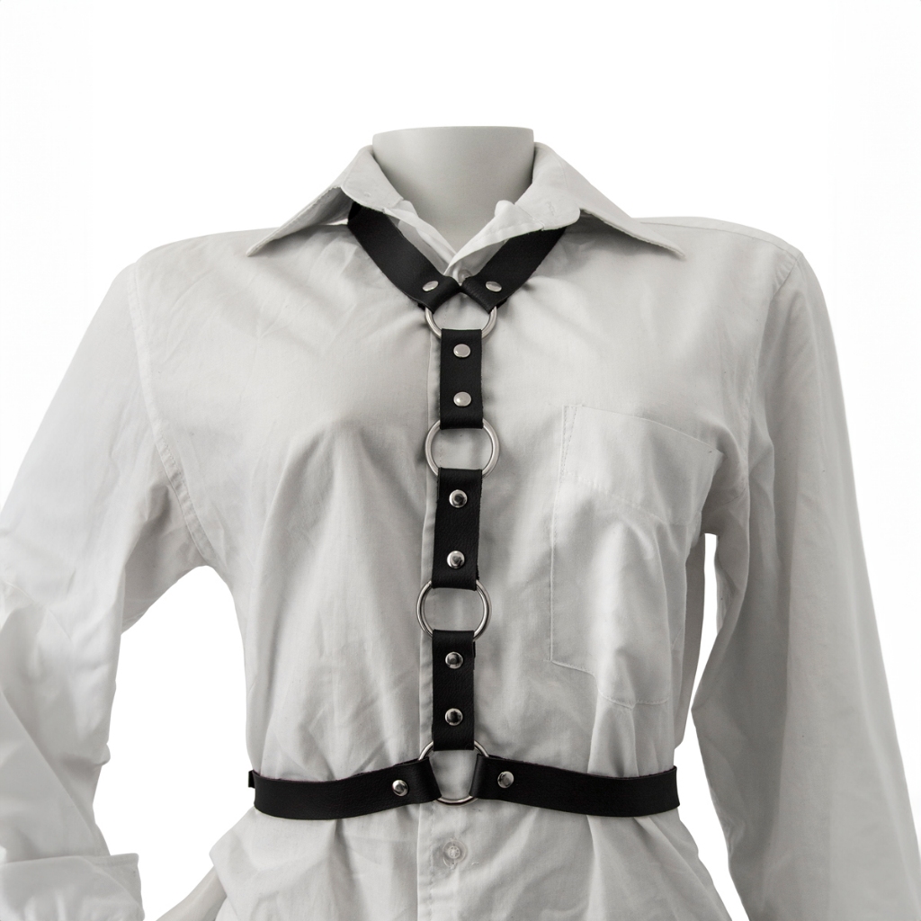 Harness Pescoço Gótica Choker Couro Sintético Feminino Off